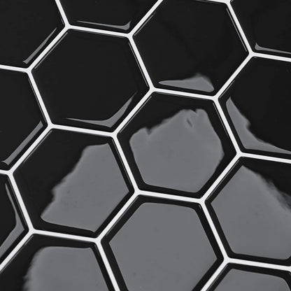 Hexagon Tile 50 pcs Black 30 x 30 cm Polyurethane and PET