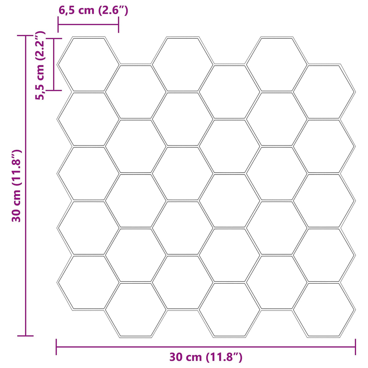 Hexagon Tile 50 pcs Black 30 x 30 cm Polyurethane and PET