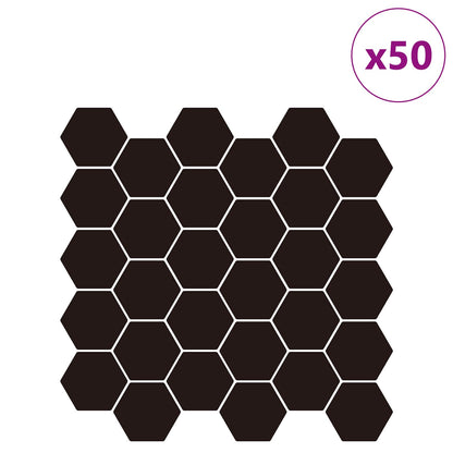 Hexagon Tile 50 pcs Black 30 x 30 cm Polyurethane and PET