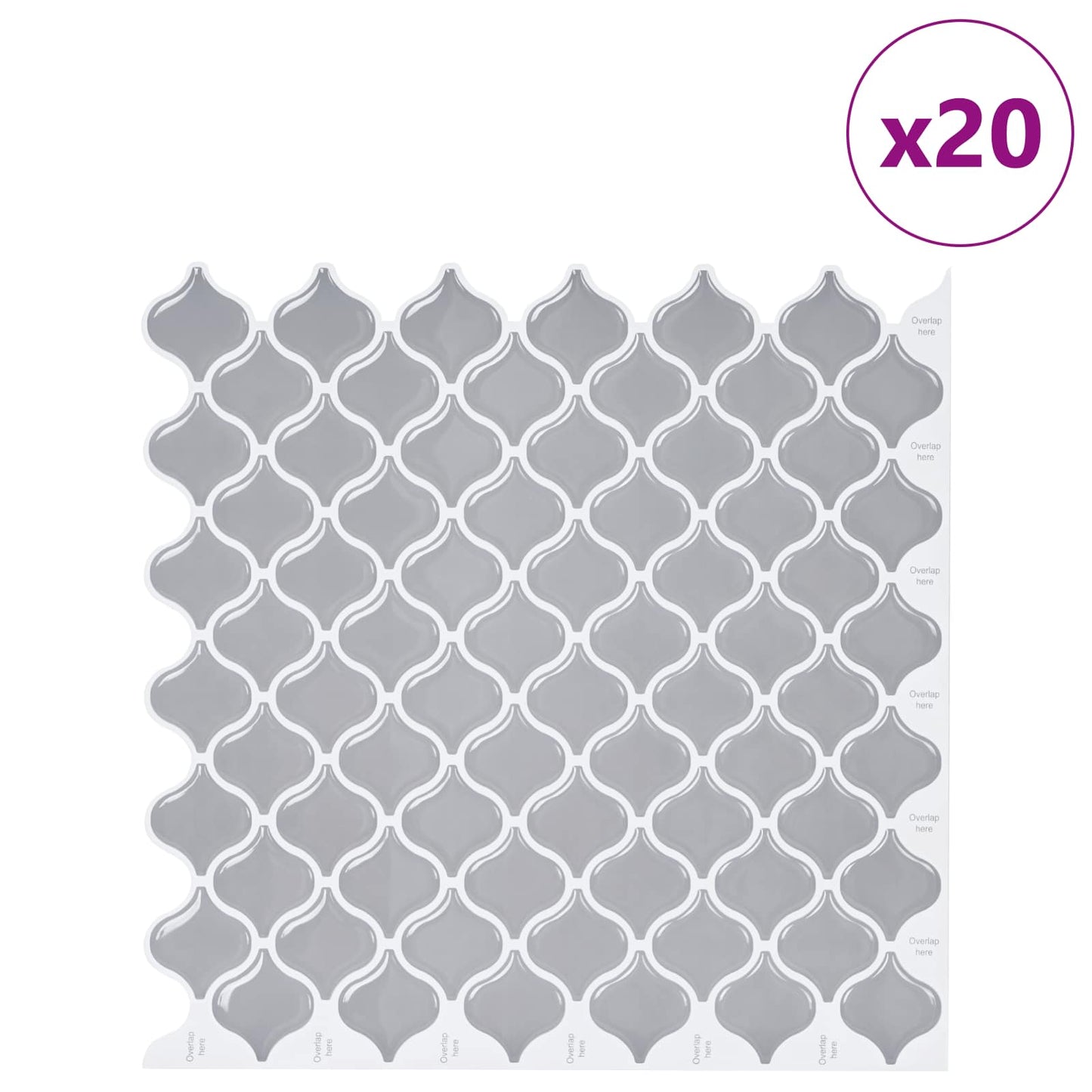 Lanturn Tile 20 pcs Grey 27 x 27 cm Polyurethane and PET