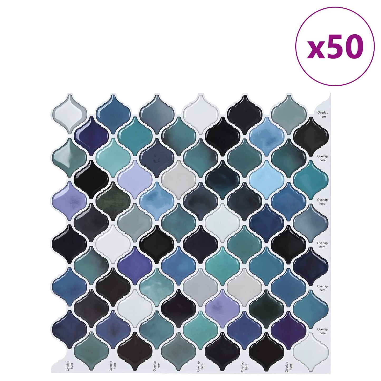 Lanturn Tile 50 pcs Blue Green 27 x 27 cm Polyurethane and PET