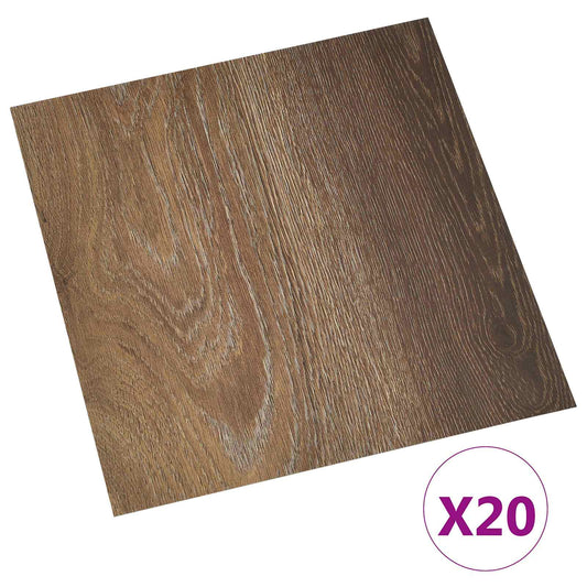 Self-adhesive Flooring Planks Brown 30.5 x 30.5 cm 20 pcs PVC