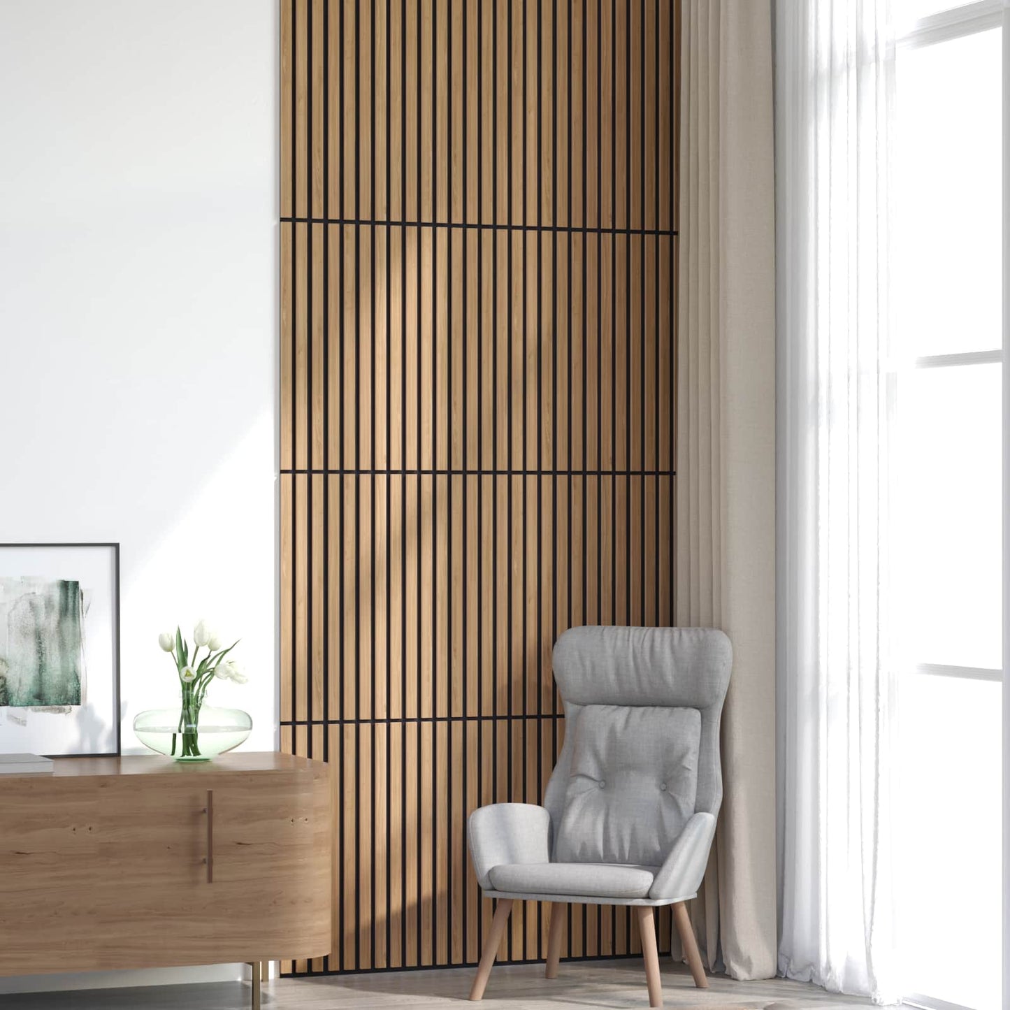 Wall Panels 8 pcs Natural 60.5 x 60 cm