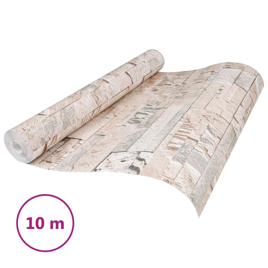 3D Stone Wallpaper Beige 10 x 0.53 m Non-Woven Fabric