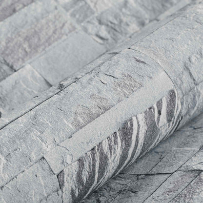 3D Stone Wallpaper Light Grey 10 x 0.53 m Non-Woven Fabric