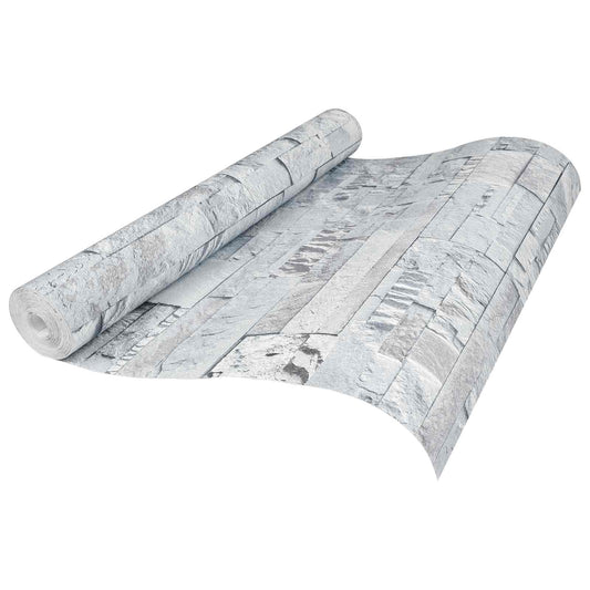 3D Stone Wallpaper Light Grey 10 x 0.53 m Non-Woven Fabric