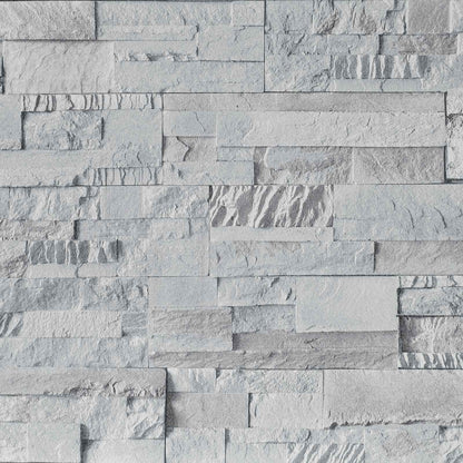 3D Stone Wallpaper Light Grey 10 x 0.53 m Non-Woven Fabric
