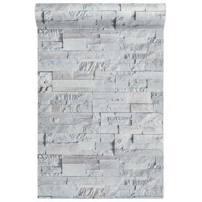 3D Stone Wallpaper Light Grey 10 x 0.53 m Non-Woven Fabric