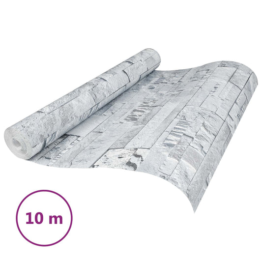 3D Stone Wallpaper Light Grey 10 x 0.53 m Non-Woven Fabric