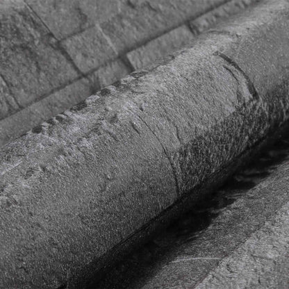 3D Stone Wallpaper Black 10 x 0.53 m Non-Woven Fabric