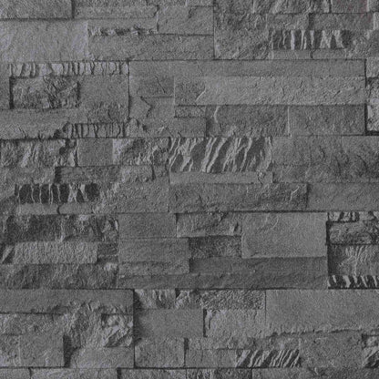 3D Stone Wallpaper Black 10 x 0.53 m Non-Woven Fabric