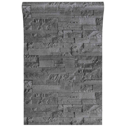 3D Stone Wallpaper Black 10 x 0.53 m Non-Woven Fabric