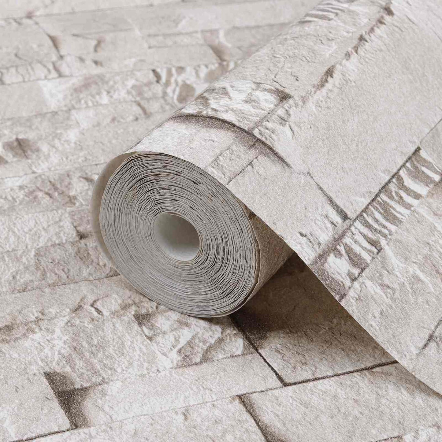 3D Stone Wallpaper Cream 10 x 0.53 m Non-Woven Fabric