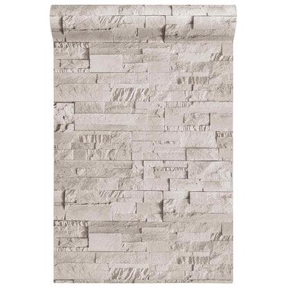 3D Stone Wallpaper Cream 10 x 0.53 m Non-Woven Fabric