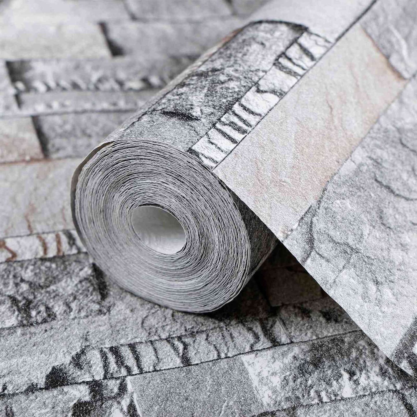 3D Stone Wallpaper Grey 10 x 0.53 m Non-Woven Fabric