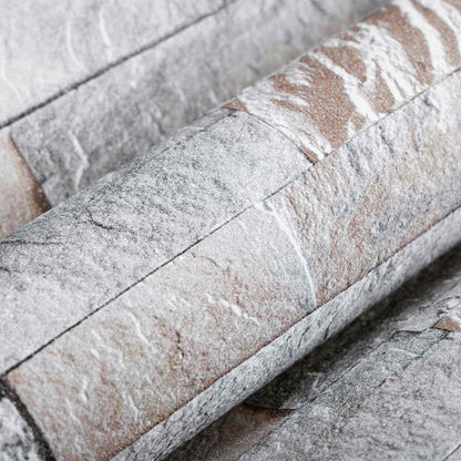 3D Stone Wallpaper Grey 10 x 0.53 m Non-Woven Fabric