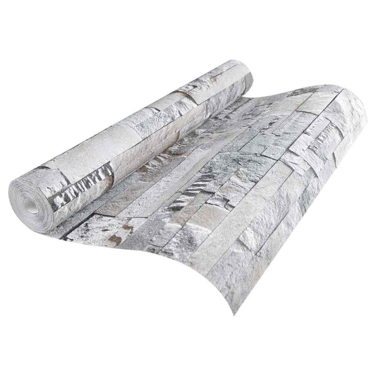 3D Stone Wallpaper Grey 10 x 0.53 m Non-Woven Fabric