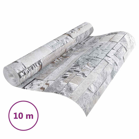 3D Stone Wallpaper Grey 10 x 0.53 m Non-Woven Fabric