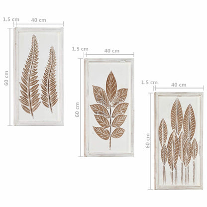 Art Decor 3 pcs Brown and White 40 x 40 x 1.5 cm