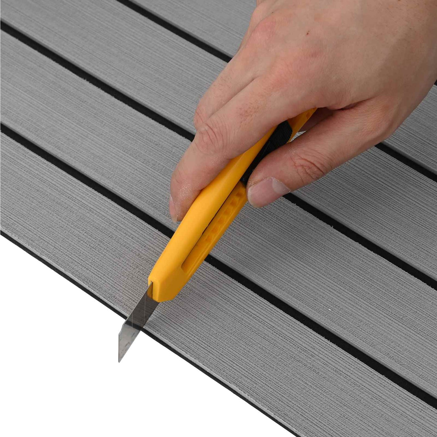 Boat Mat Striped Light Grey and Black 240 x 90 cm EVA