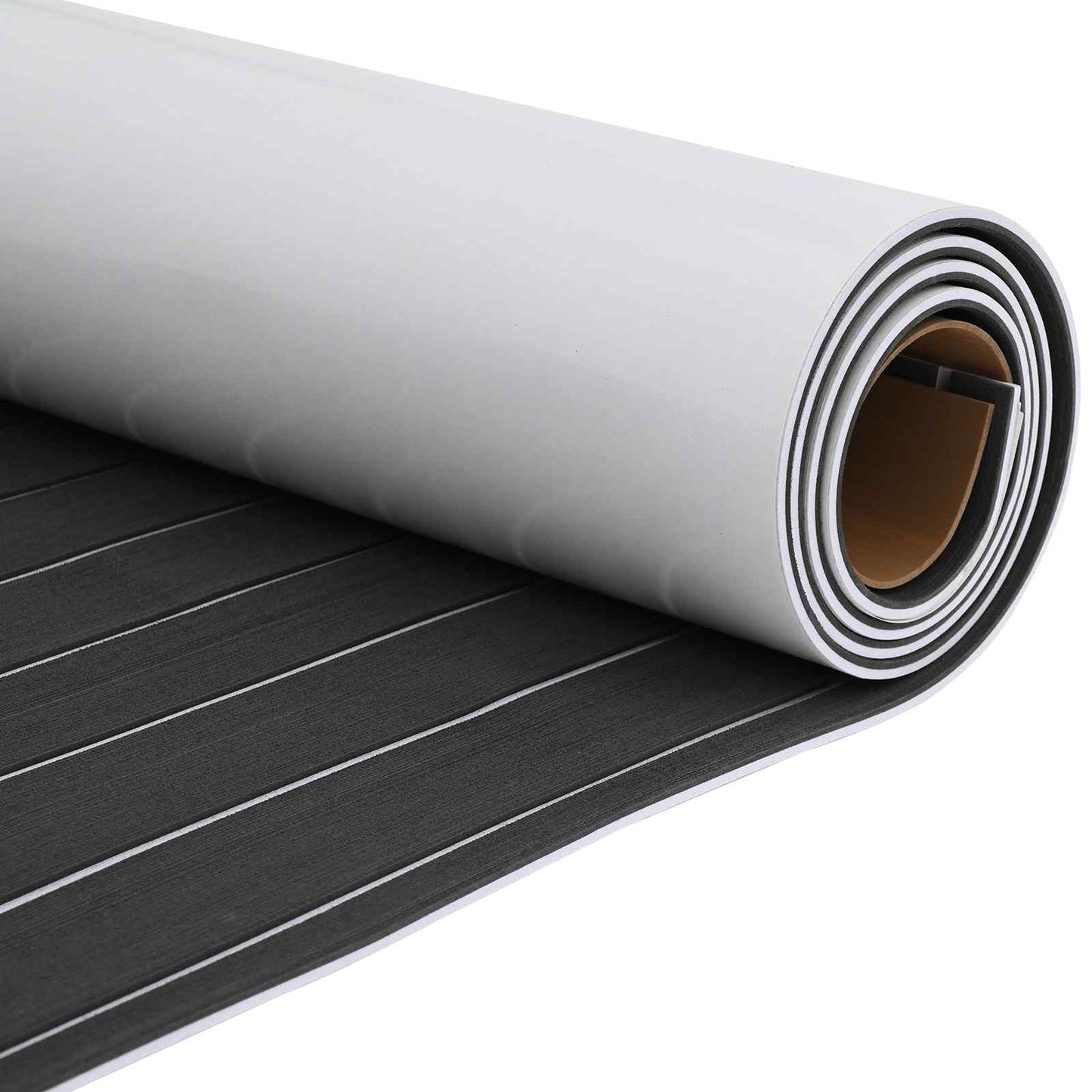 Boat Mat Striped Dark Grey and White 240 x 90 cm EVA