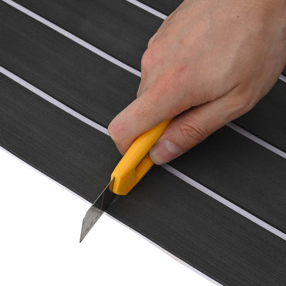Boat Mat Striped Dark Grey and White 240 x 60 cm EVA