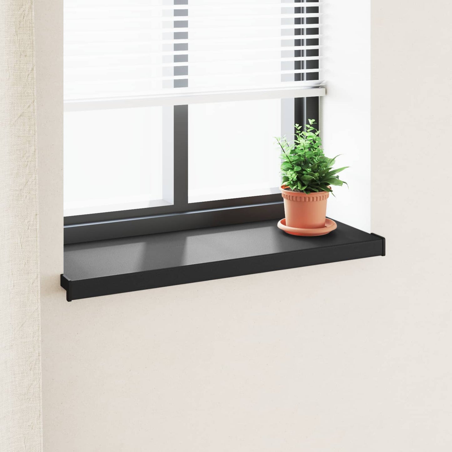 Window Sill Black with wood grain 60 x 30 x 4.5 cm PVC
