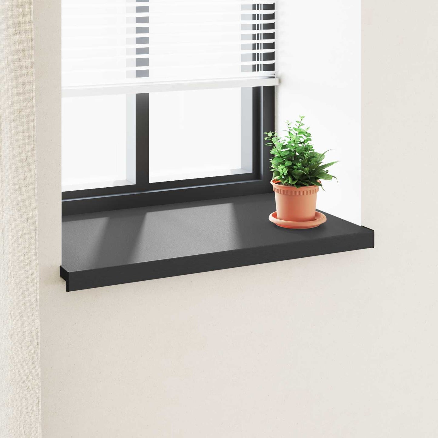 Window Sill Black with wood grain 60 x 50 x 4.5 cm PVC