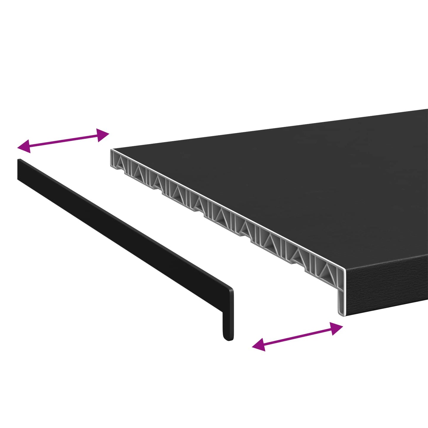Window Sill Black with wood grain 80 x 50 x 4.5 cm PVC