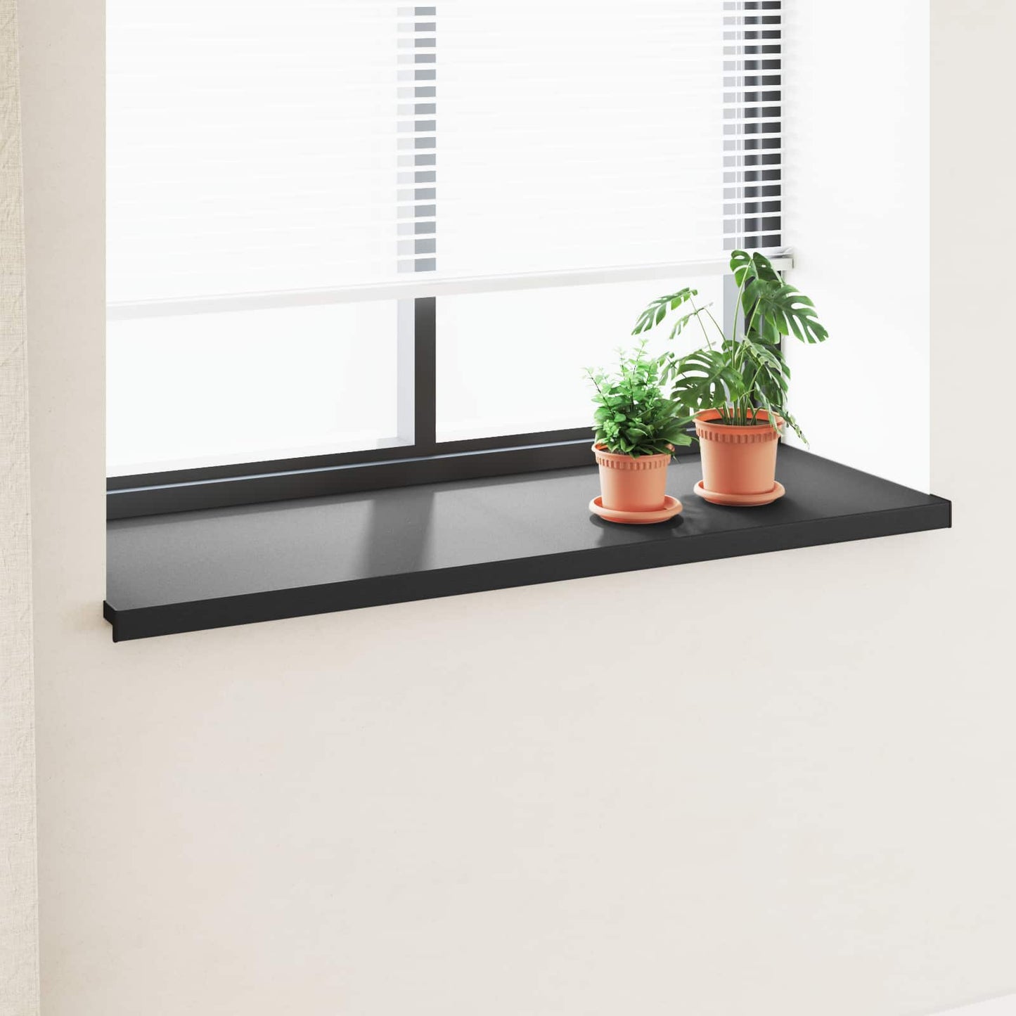 Window Sill Black with wood grain 120 x 50 x 4.5 cm PVC