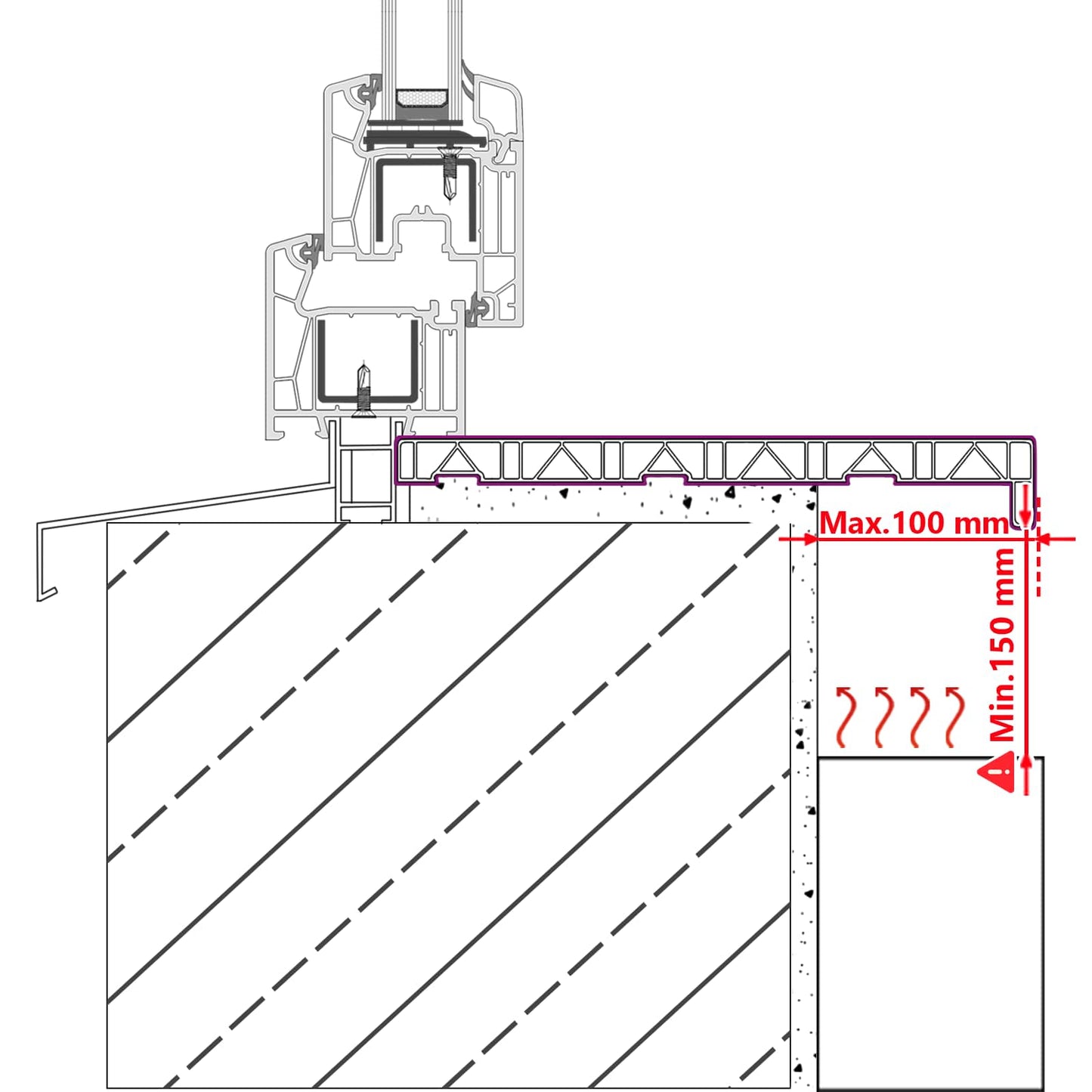 Window Sill Anthracite with wood grain 60 x 15 x 4.5 cm PVC