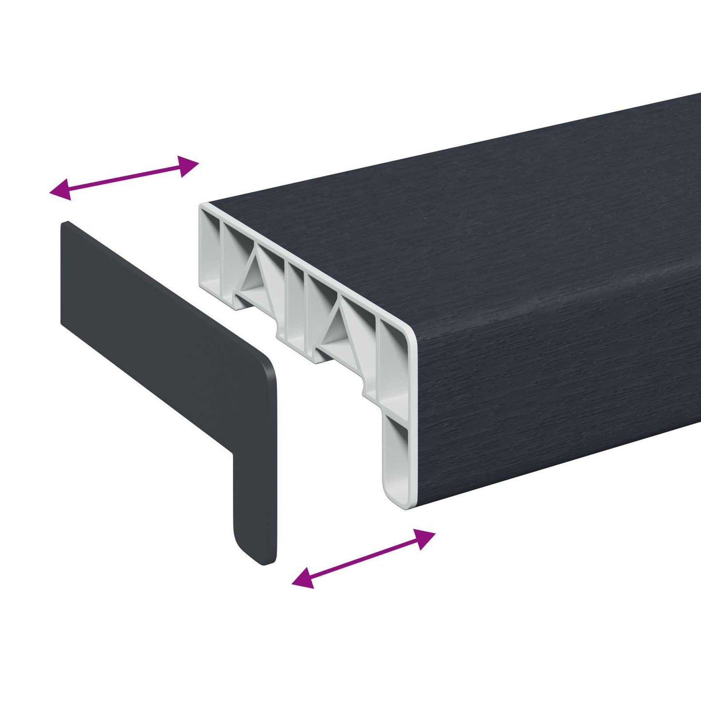 Window Sill Anthracite with wood grain 140 x 15 x 4.5 cm PVC