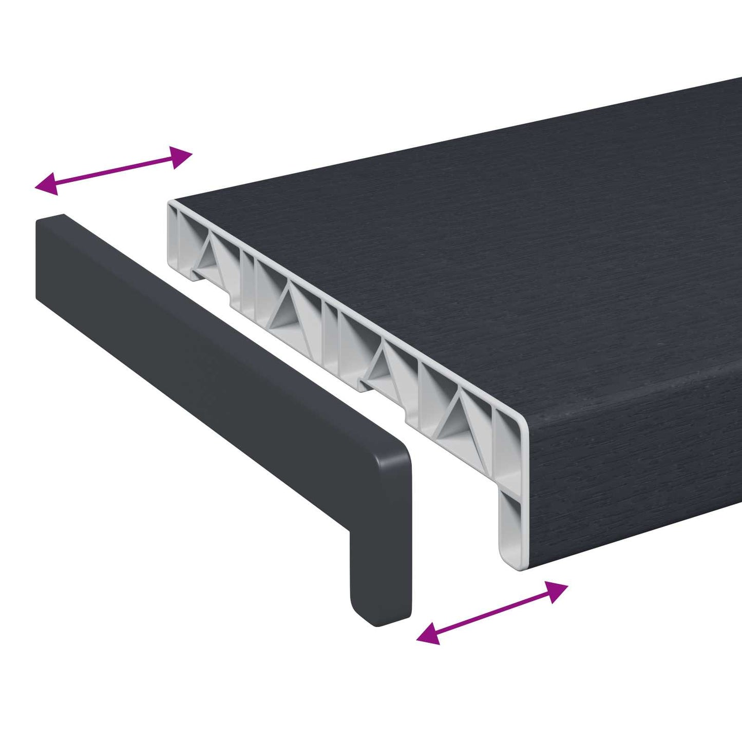 Window Sill Anthracite with wood grain 120 x 25 x 4.5 cm PVC