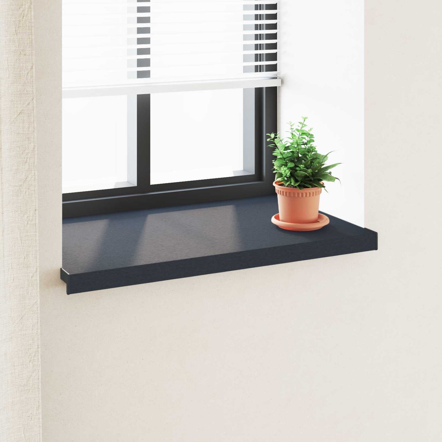 Window Sill Anthracite with wood grain 80 x 50 x 4.5 cm PVC