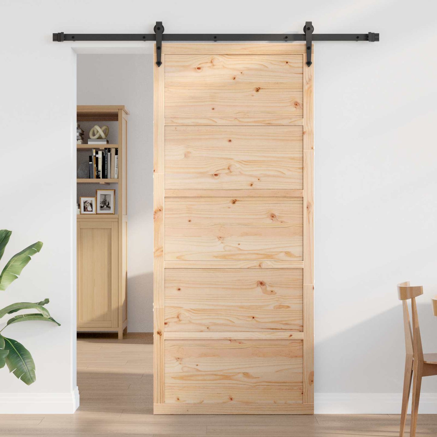 Barn Door Natural 100 x 2.5 x 208 cm Solid Pine Wood