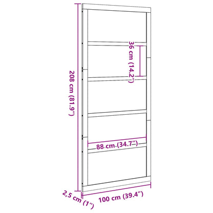 Barn Door Wax Brown 100 x 2.5 x 208 cm Solid Pine Wood