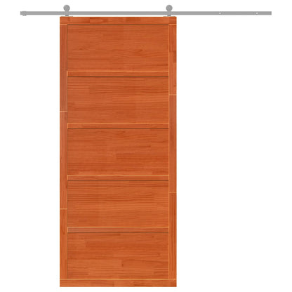 Barn Door Wax Brown 90 x 2.5 x 208 cm Solid Pine Wood