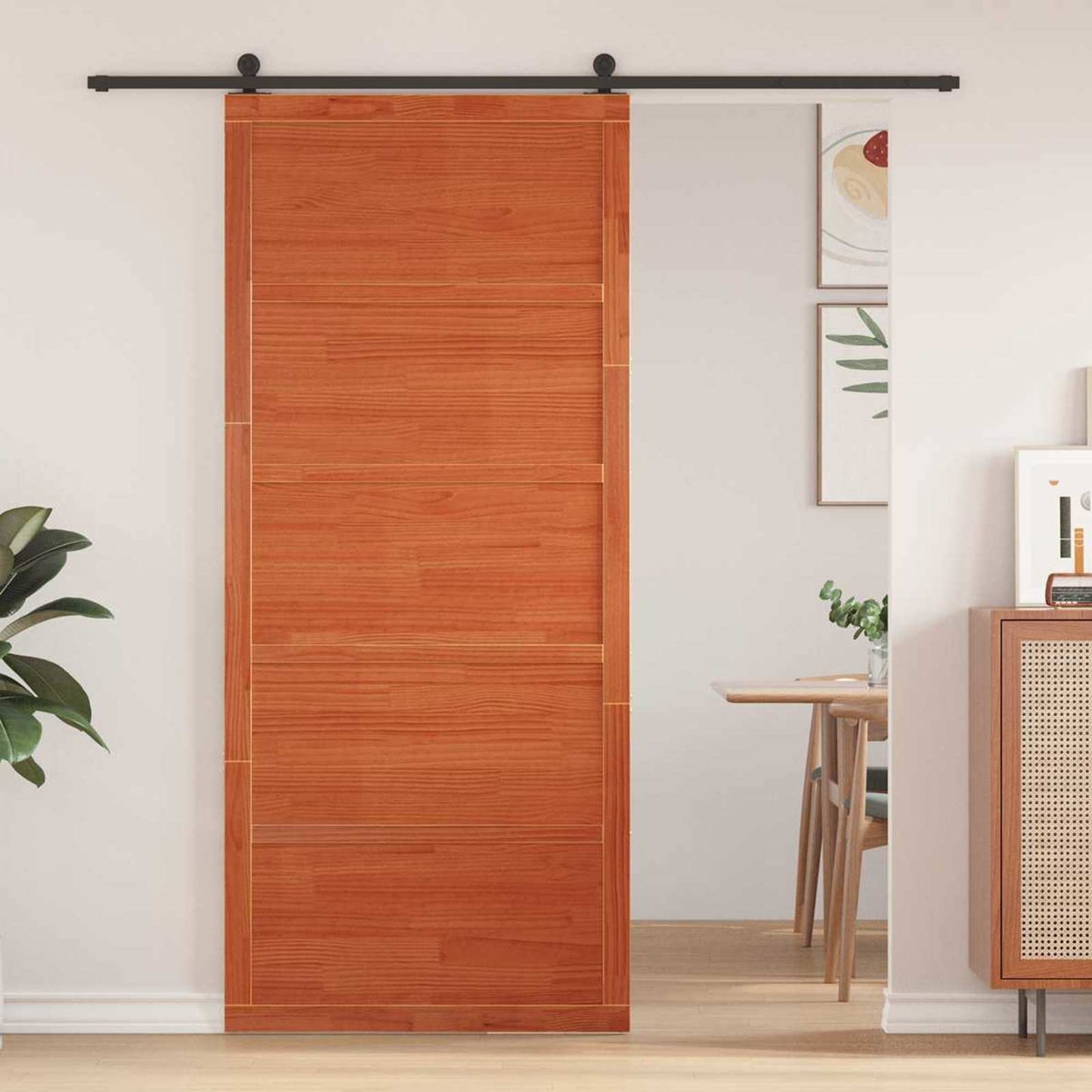 Barn Door Wax Brown 80 x 2.5 x 208 cm Solid Pine Wood