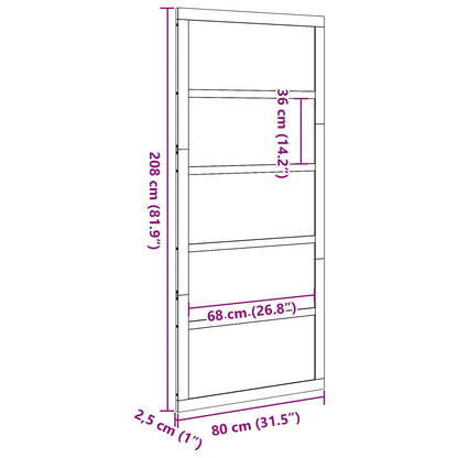 Barn Door Wax Brown 80 x 2.5 x 208 cm Solid Pine Wood