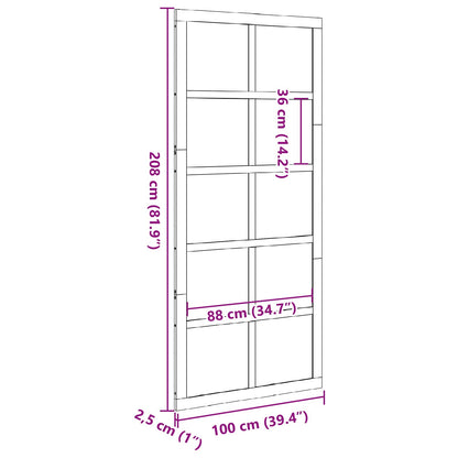 Barn Door Wax brown 100 x 2.5 x 208 cm Solid Pine Wood