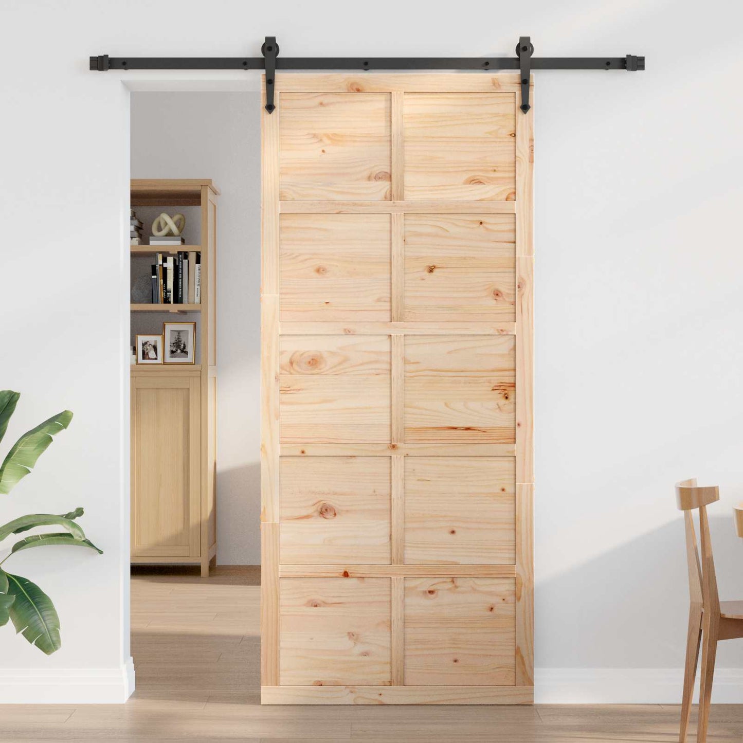 Barn Door Natural 90 x 2.5 x 208 cm Solid Pine Wood