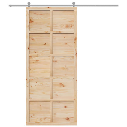 Barn Door Natural 90 x 2.5 x 208 cm Solid Pine Wood