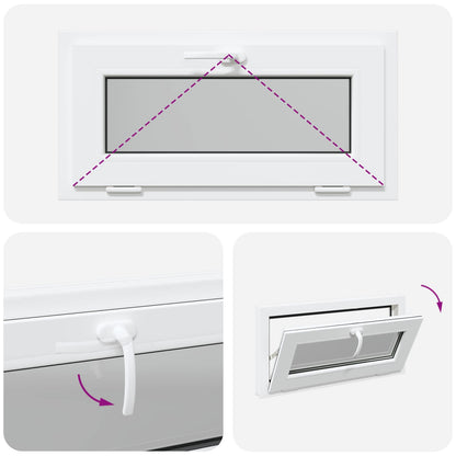 Basement Window RISOR 80 x 40 cm PVC and Glass White