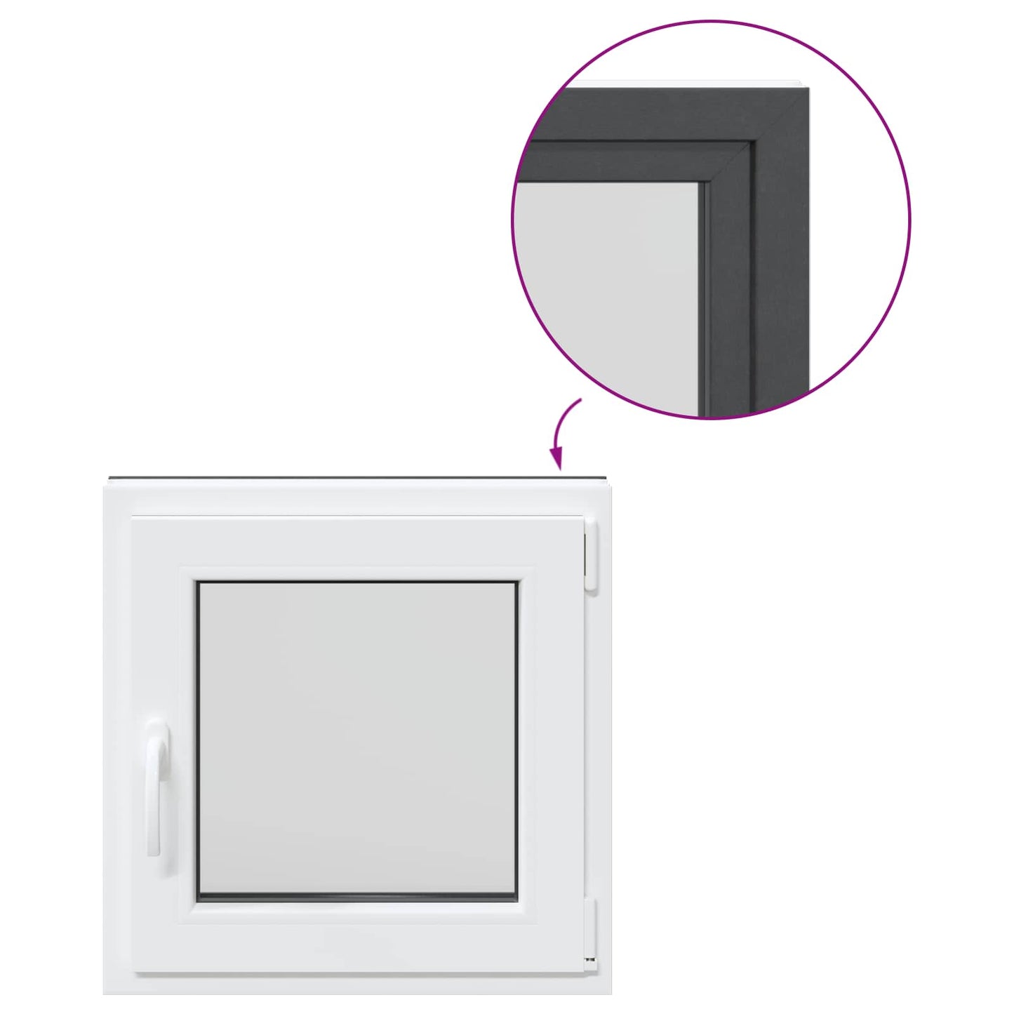 Basement Window RISOR 50 x 50 cm PVC and Glass Anthracite