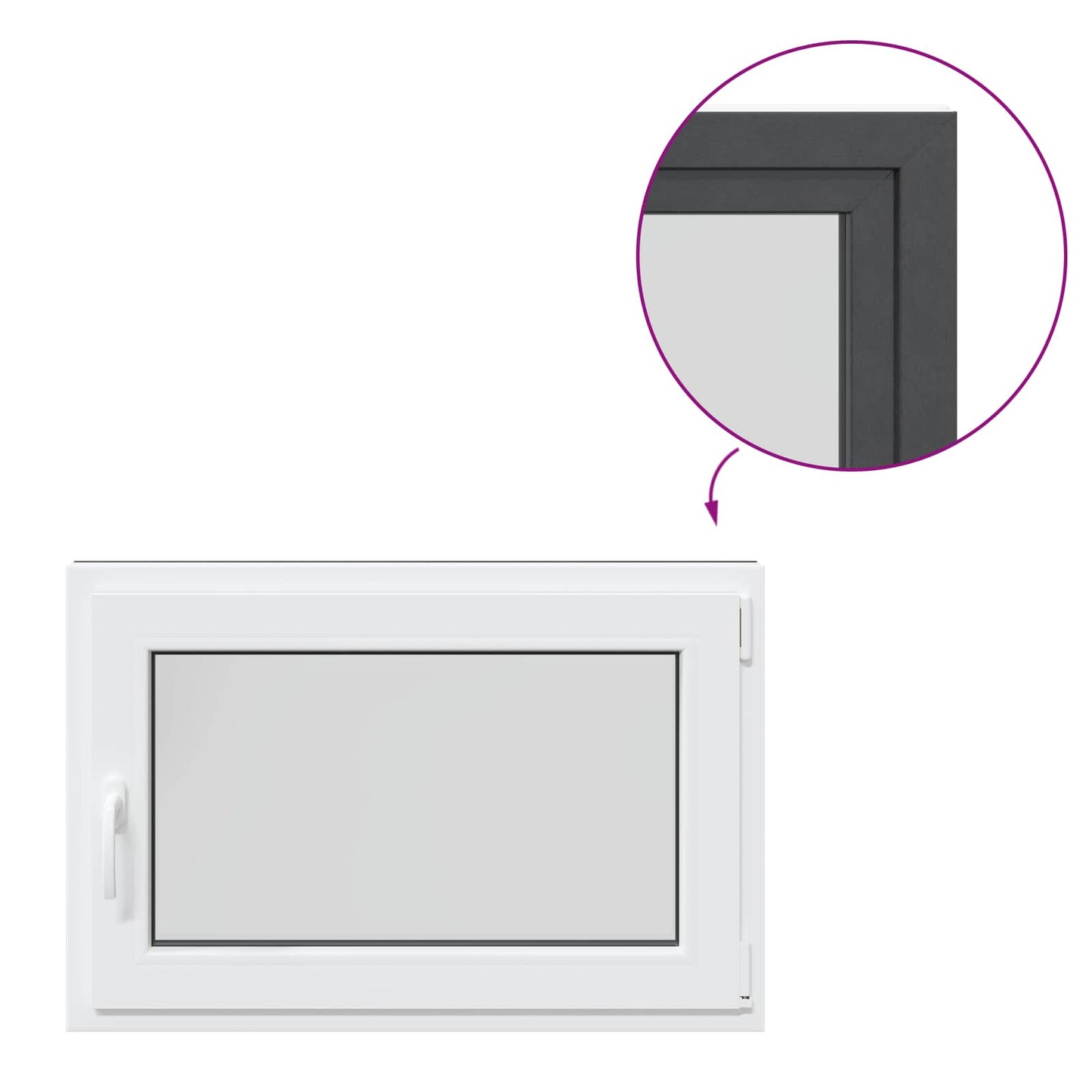 Basement Window RISOR 90 x 60 cm PVC and Glass Anthracite