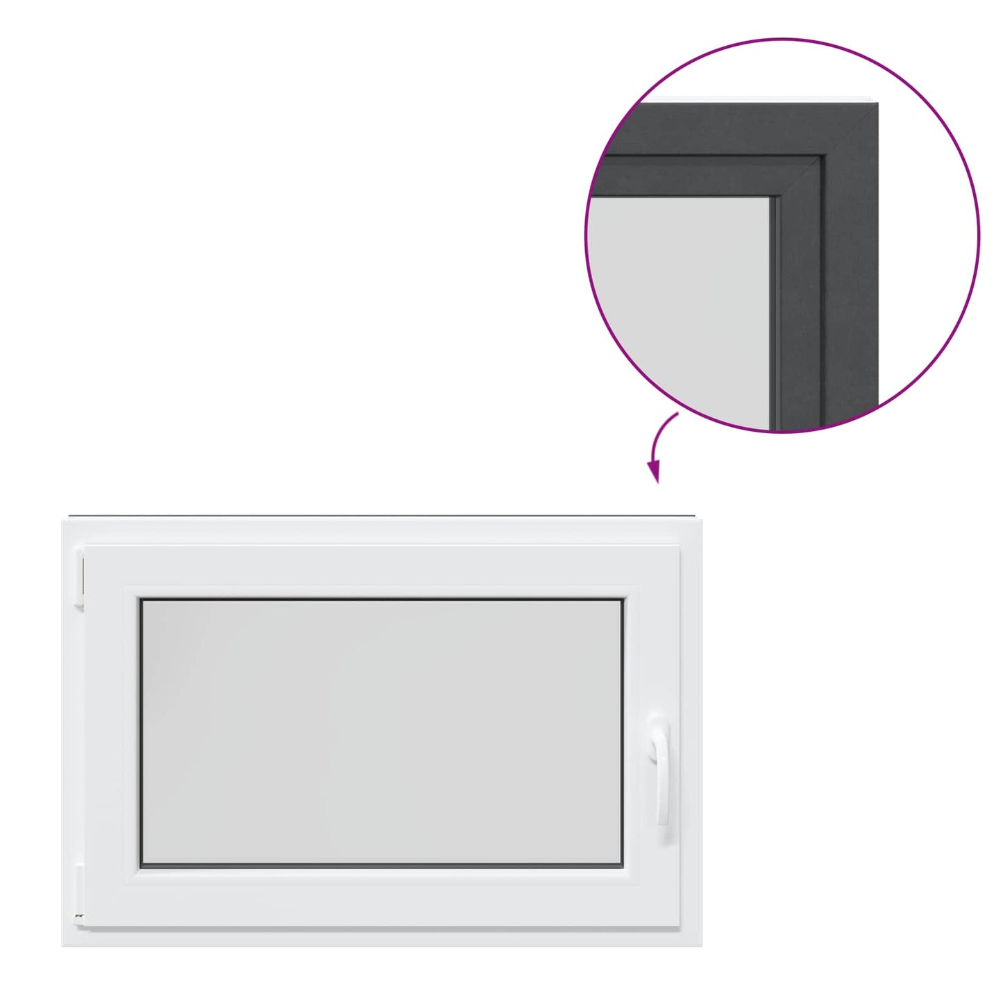 Basement Window RISOR 90 x 70 cm PVC and Glass Anthracite