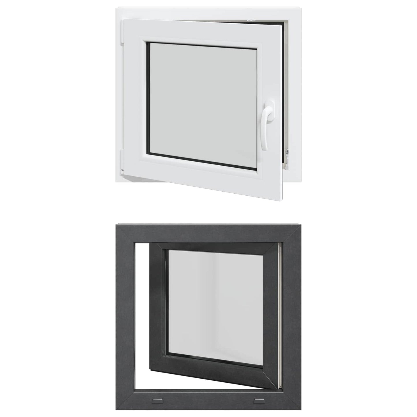 Basement Window RISOR 60 x 60 cm PVC and Glass Anthracite