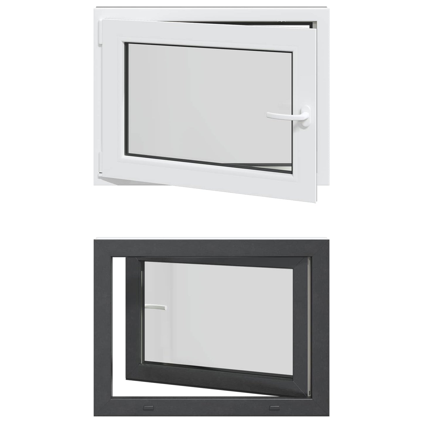 Basement Window RISOR 80 x 50 cm PVC and Glass Anthracite