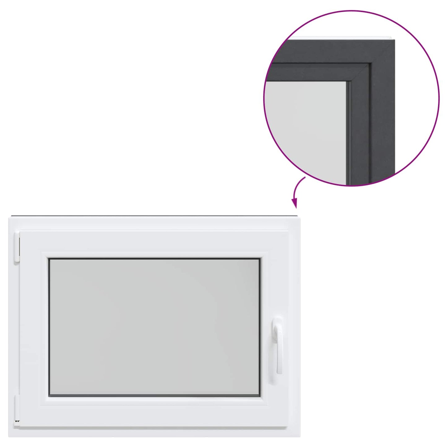 Basement Window RISOR 80 x 60 cm PVC and Glass Anthracite