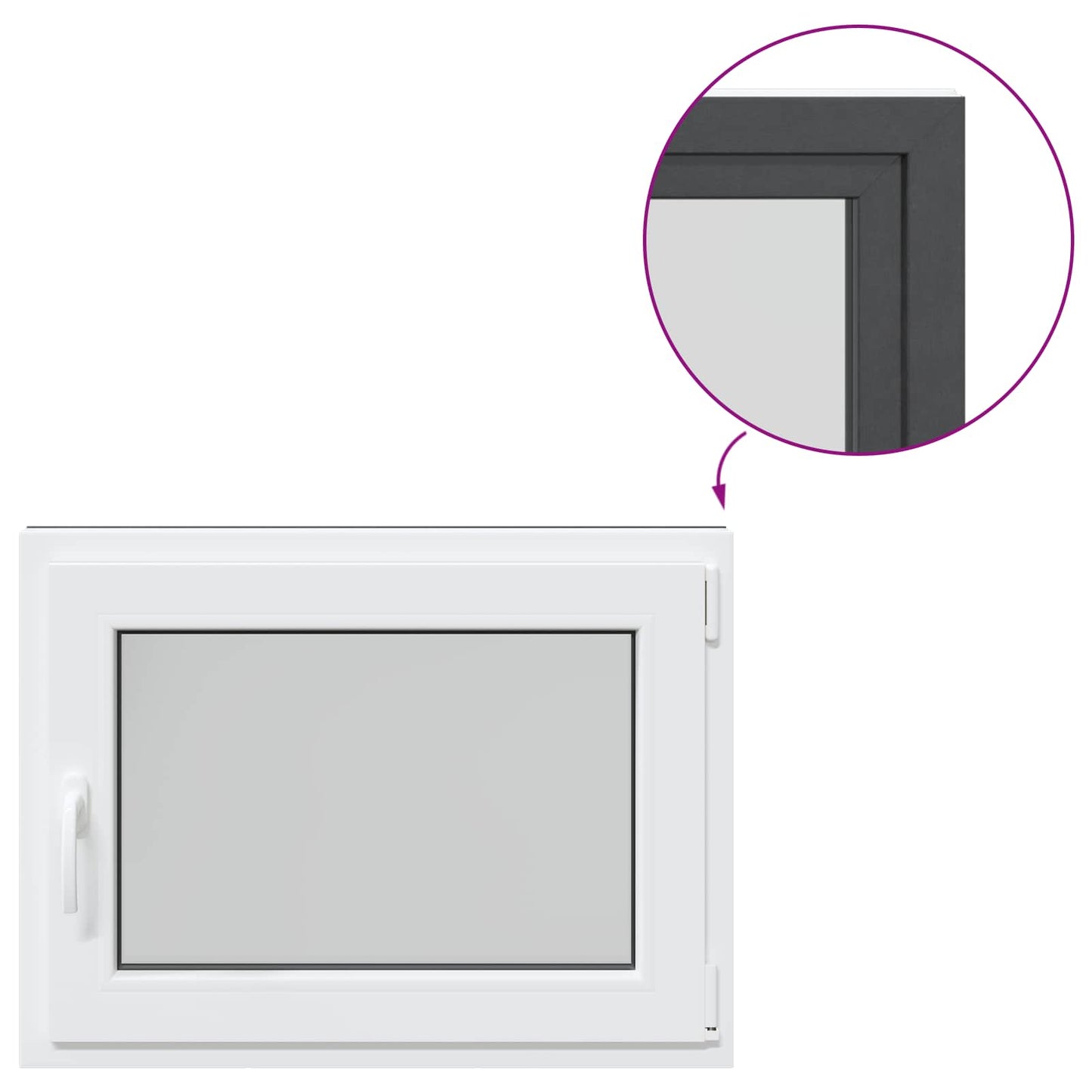Basement Window RISOR 80 x 60 cm PVC and Glass Anthracite